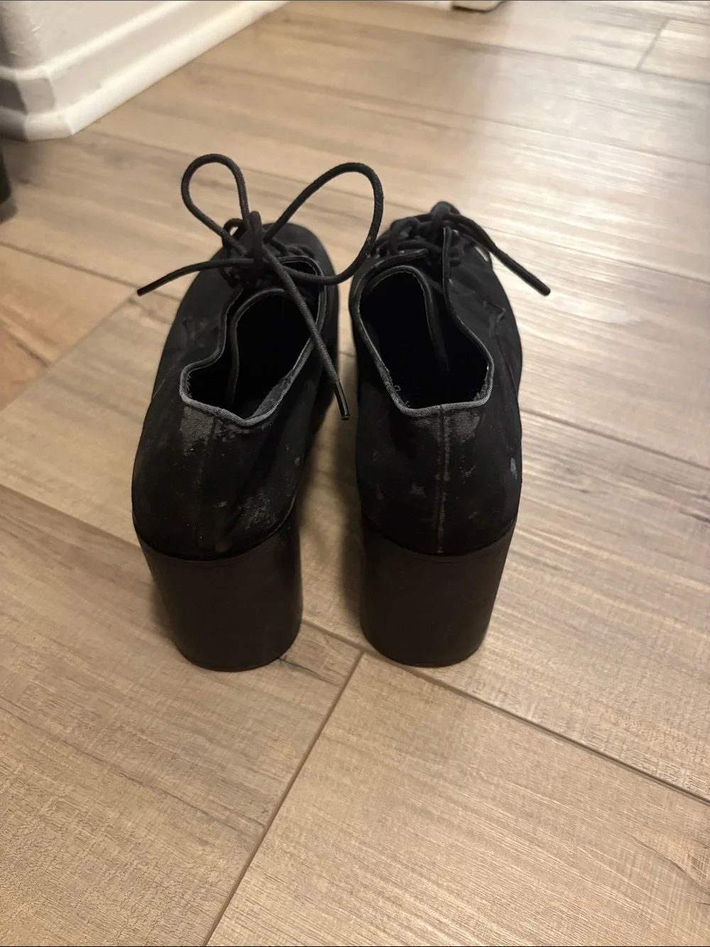 Top Moda Black Faux Suede Platform Wedge Oxford Shoes Size 8